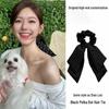 Korean Polka Dot Double Layer Scrunchie Bow Ponytail Tie Headband Hair Accessory