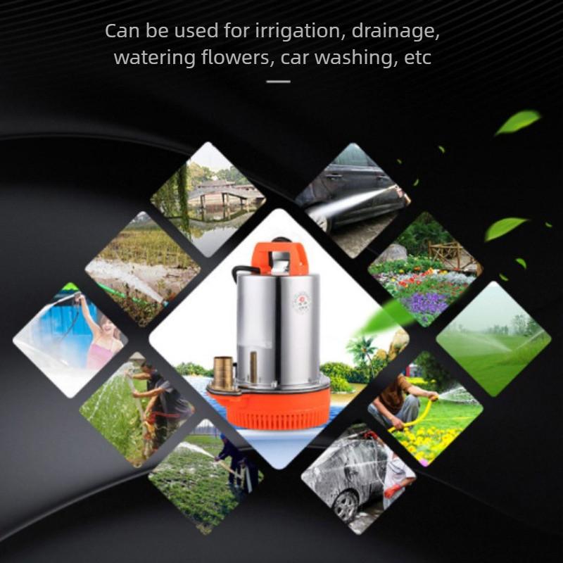 12V/48V Household Mini Portable Electric DC Submersible Pump Small Boats Stainless Steel Storage Battery Water Pump