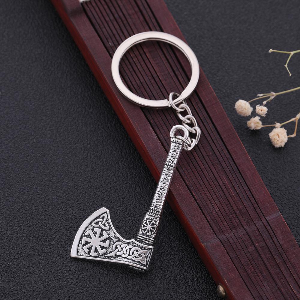 Dreamtimes Viking Axe Pendant Keychain Stainless Steel Men's Celtic Rune Vintage Protector Jewelry Gift Wholesale