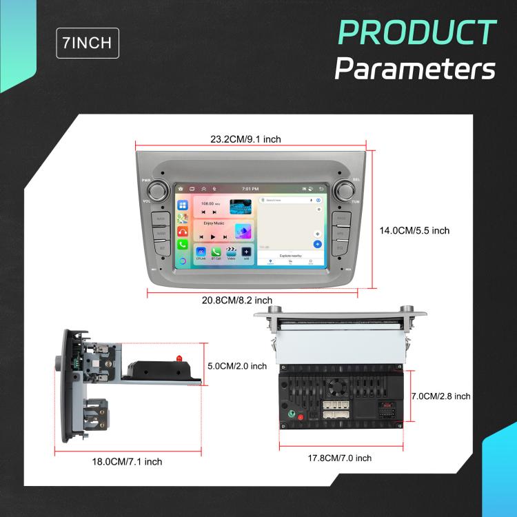 Für Alfa Romeo MITO 2008-2016 7 Zoll Horizontaler Bildschirm Android 15 Carplay Auto Mittelkonsole Integrierte Maschine