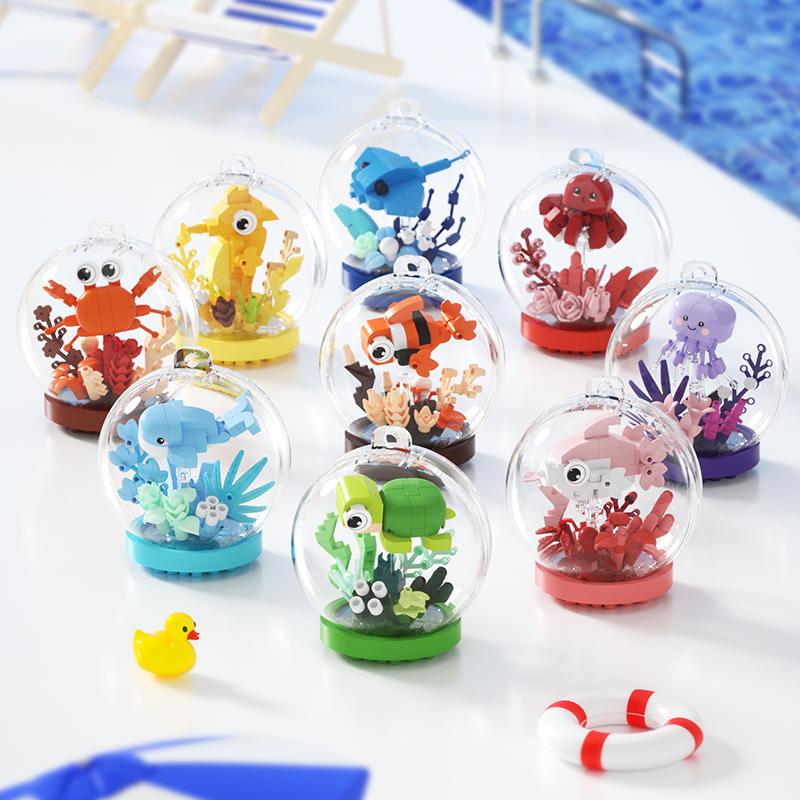 New Products Ocean Ball Building Blocks Assembly Toys Micro Blocks Animals Models Educational Toys Desktop,Hanging Ornament