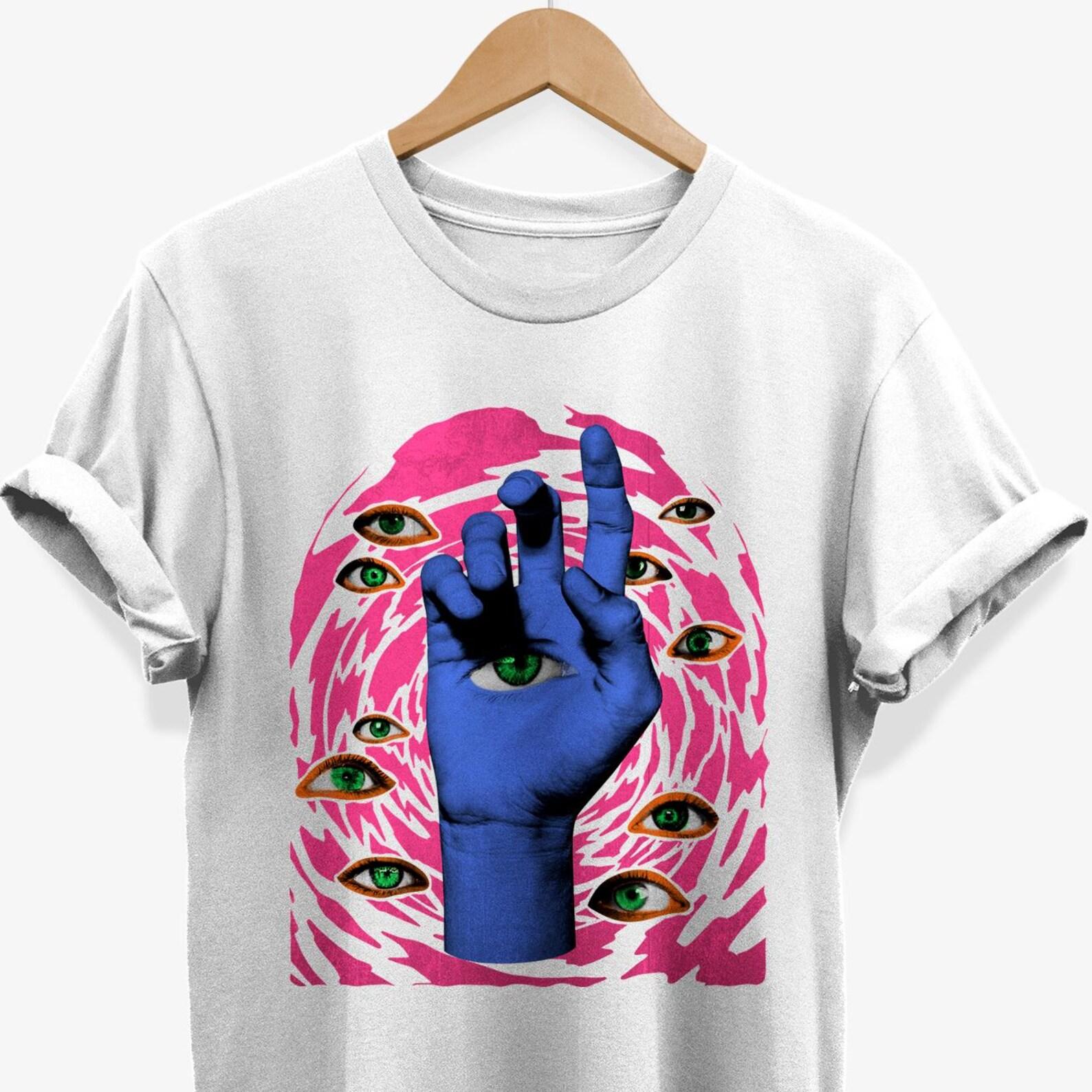 Psychedelic Eyeball T-shirt: Trippy Weirdcore Art Gift XL
