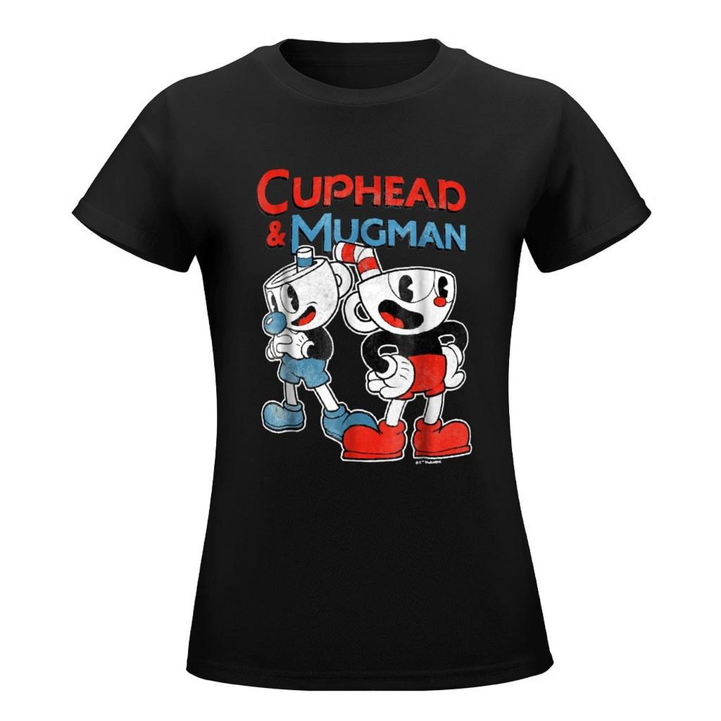 Cuphead Mugman Dynamic Duo Graphic T Shirt T-Shirt Cute Tops Blouse T-Shirts For Women Loose Fit
