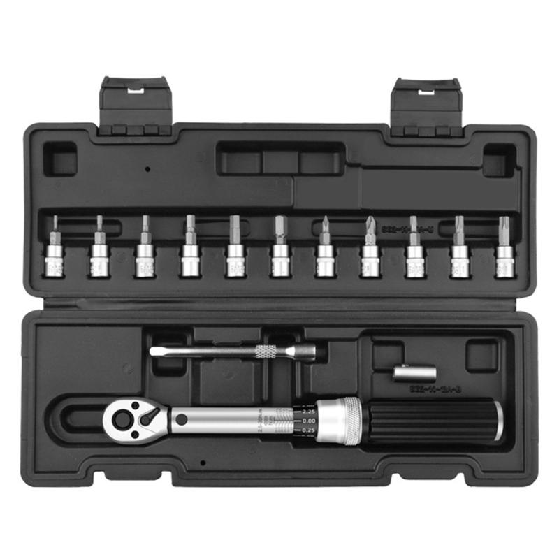 2.5-30Nm 1/4inch 14PCS Torque Wrench Set Torque Wrench Bits Set Adjustable Torque Wrench with Storage Box 1