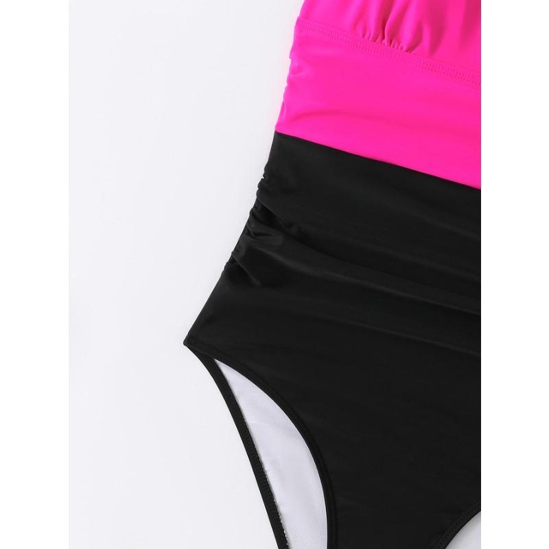 Deep V Neck High Waist Tummy Control Swimwear