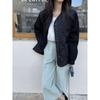 Winter Women Sweaters Patchwork Wadded Buttons Coat Knitting Jacket Fake Two-Piece Loose Sweater