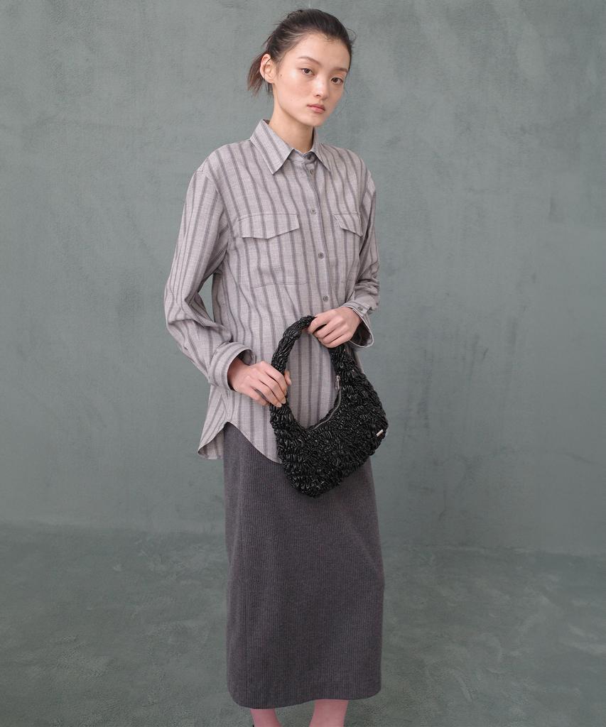 Enor Flannel Stripe Strap Skirt - Gray