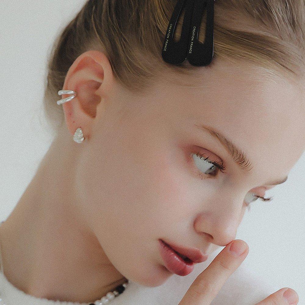 J.Lauren Two-Line Two-Size Silver Ear Cuff M03940