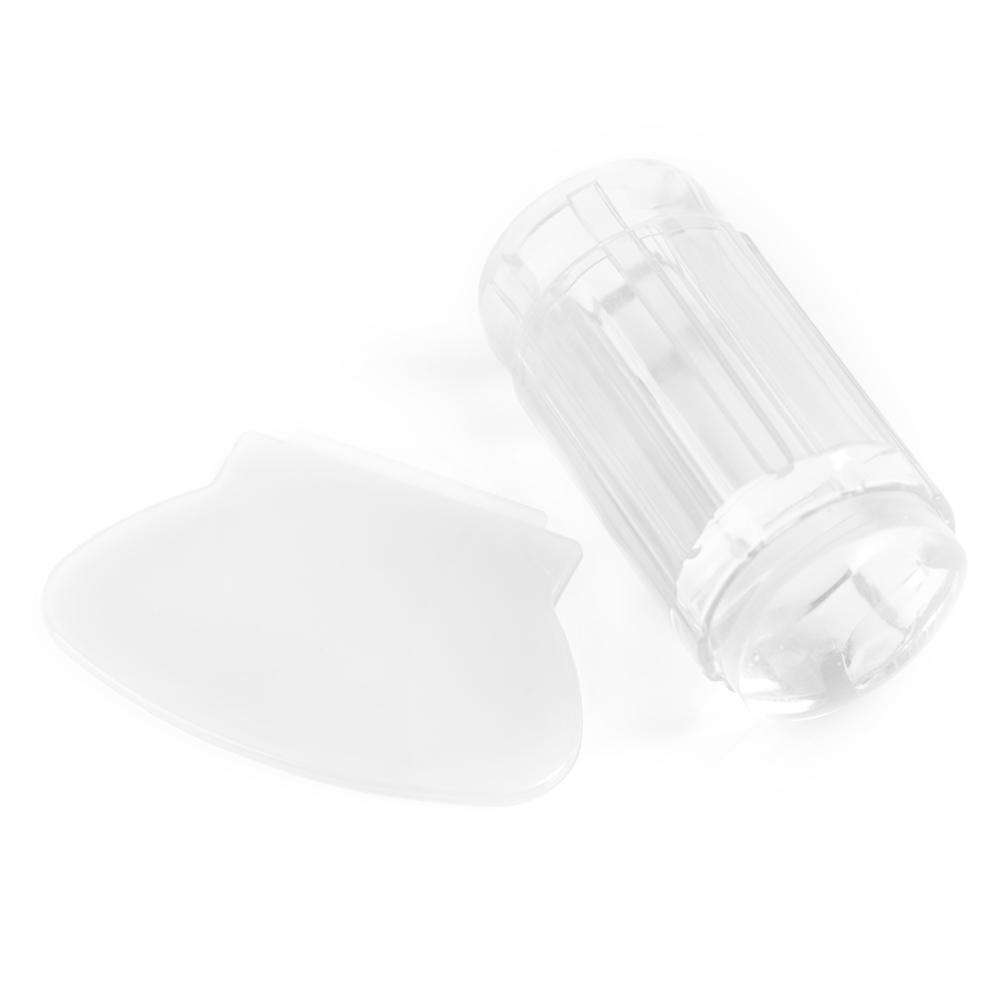 Transparent Silicone Nail Polish Head Stamper Scraper Nail Art Tool (Transparent White)