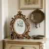 Golden Flowers Photo Frame With Antique Design Resin Oval Shape Picture Frame For Anniversary Wedding Or Housewarmings