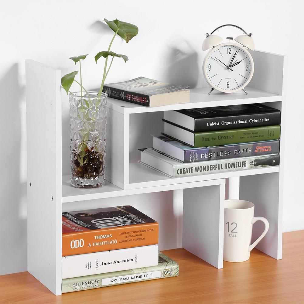 Table Desktop Storage Rack Display Shelf Counter Top Bookcase White