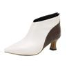 Women Pumps Fashion Leather Shoes Back Zipper Spring Autumn Short Ankle Boots Lady Patchwork Design Pointed Toe Booties WSH5043