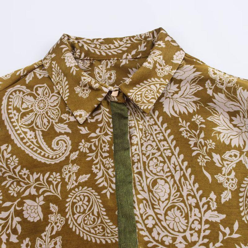 Kaslead New Arrival Women's Clothing Fashion Style Silk Satin Texture Print Top and Trousers 8956192 8799193