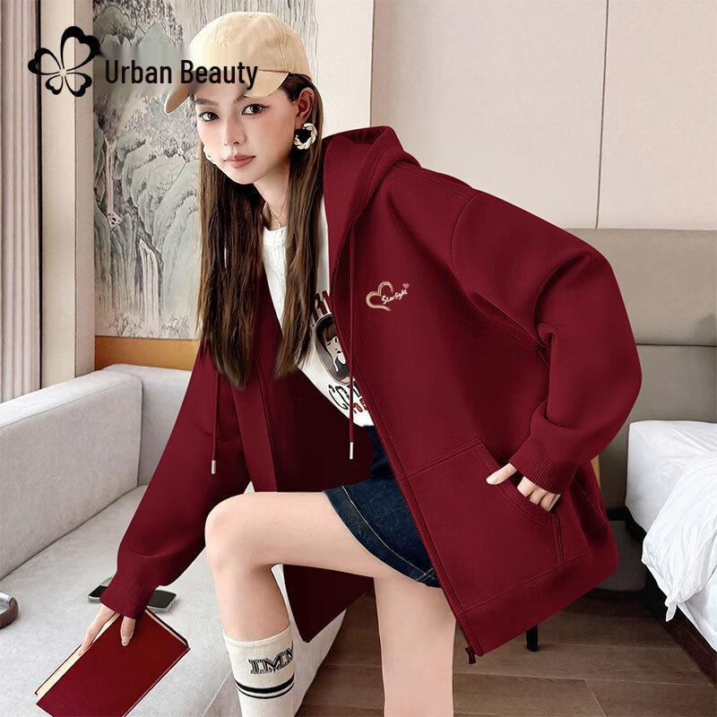 Women s Loose-Fit Hooded Cardigan Sweatshirt 2XL