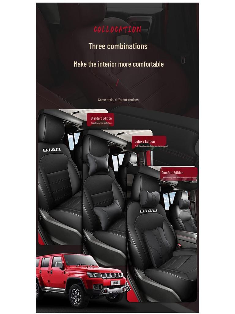 Durable Leather Seat Covers for Beijing BJ40 - Full Coverage, Year-Round Use, 5-Seat Fit