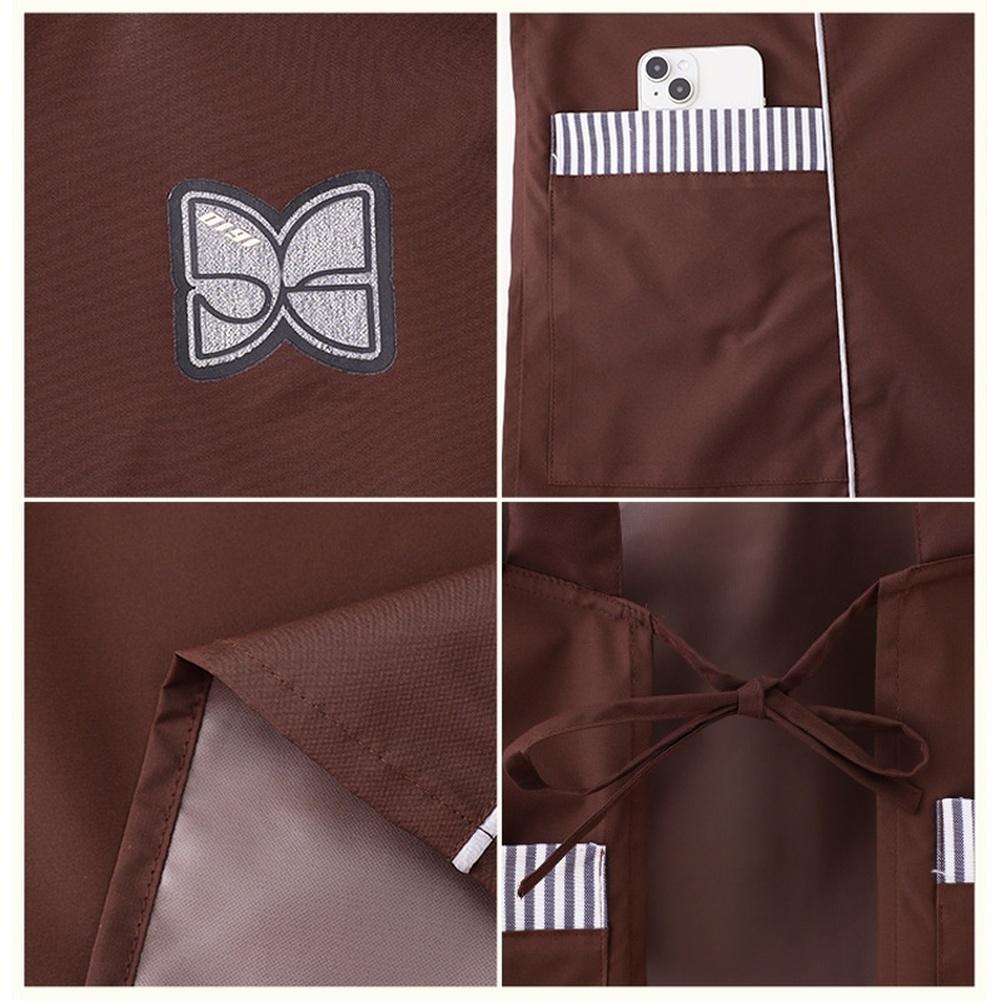 Waterproof Kitchen Apron with Adjustable Waist Tying Oil Resistant Sleeveless Workwear Featuring Spacious Side Pockets