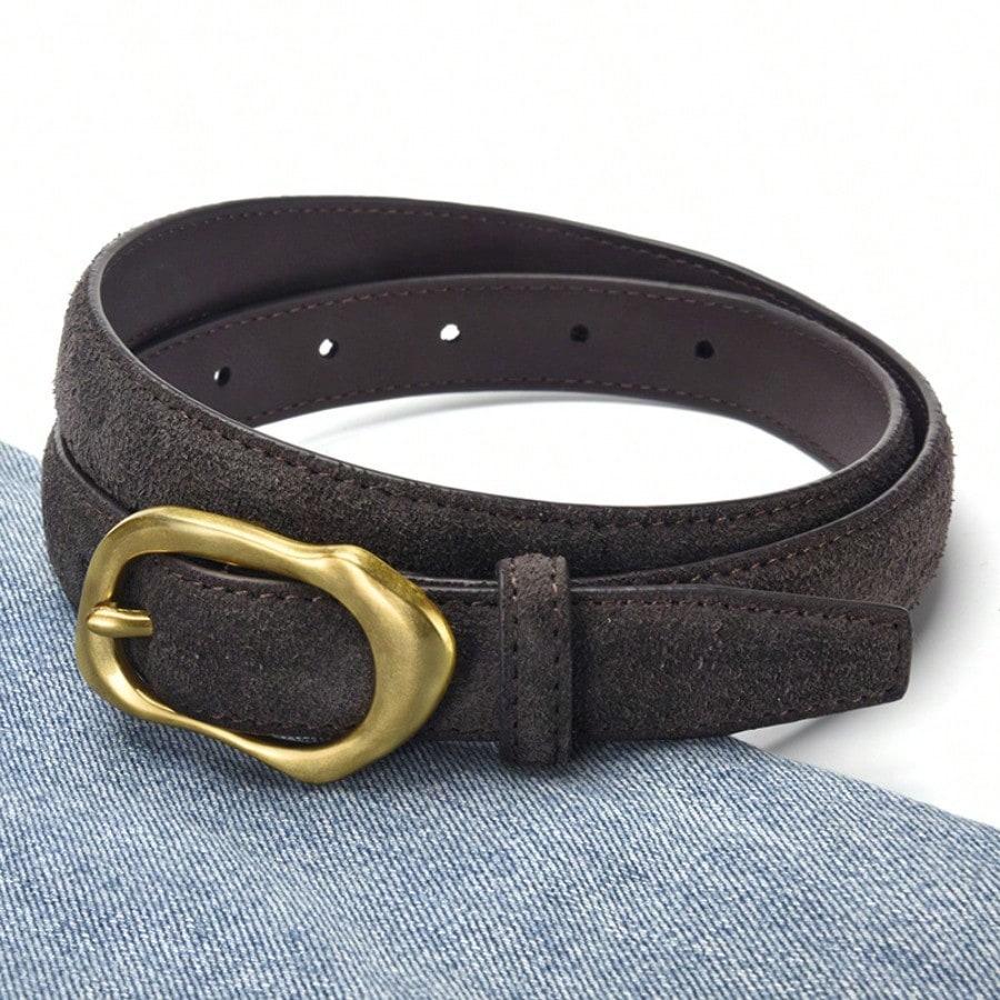 Suede Women's Belt Design, Leather Belt, High-end Feel, Paired with Jeans Belt, Autumn and Winter Anti Velvet Pants Belt