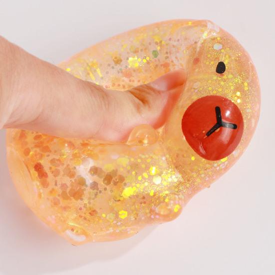 1/4ks Kapybara Cukrová Antistresová Míčová Úleva od Úzkosti Třpytivá Kapybara Mačkací Hračka Pružná Pomalé Vzestupné Relaxační Průhledná Kapybara Stlačovací Fidget Hračka