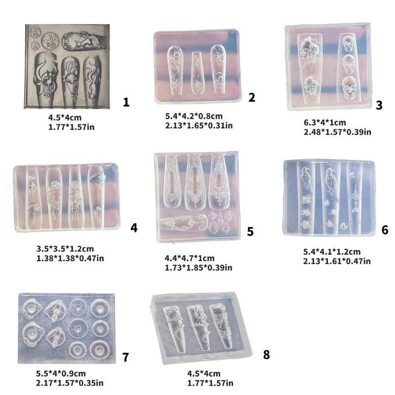 Stilvolle Silikonform für Nagelkunst für DIY-Maniküre-Designs, weich, flexibel, wiederverwendbares Nagel-Charme-Werkzeug mit einfacher Entformung