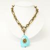 STEPHEN DWECK Flower Turquoise Drop Top Chain Necklace Gold/BlueUsed