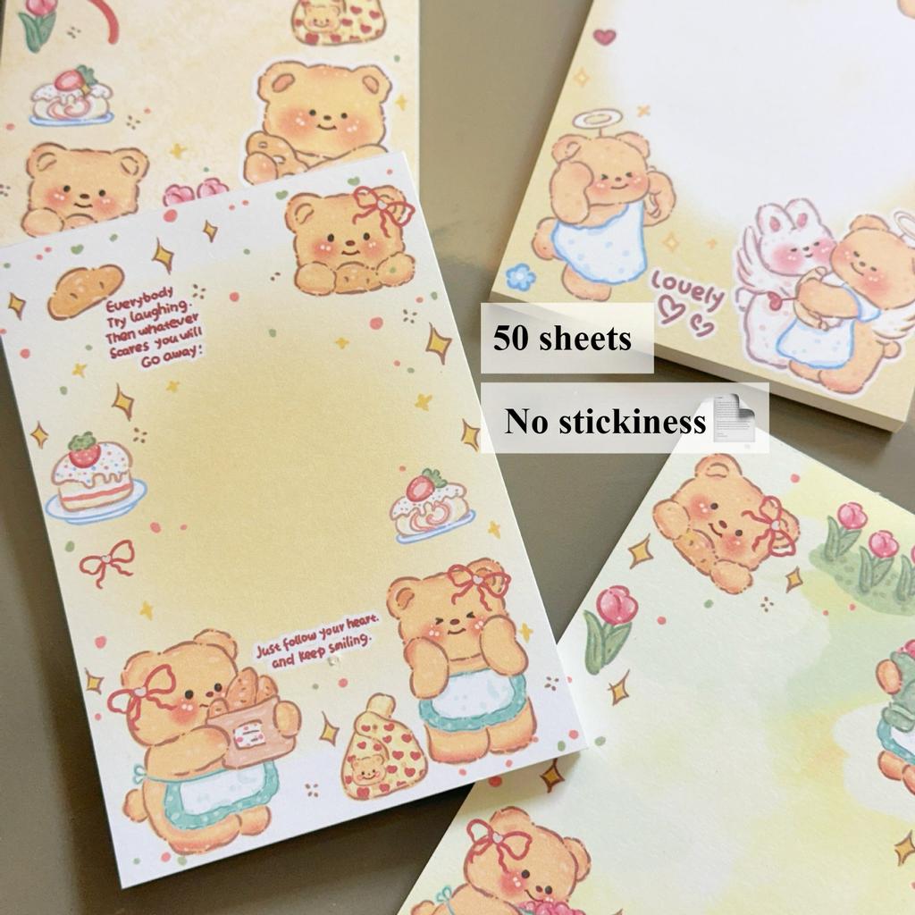 50sheets High-value Butter Bear Multi-functional Book Sign Schedule Plan List Notes Student Note Notepad Student Note Paper