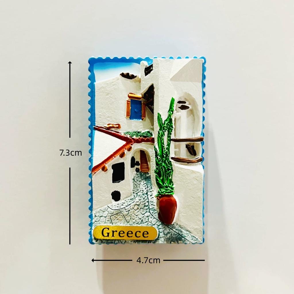Greece Santorini Kinsos Island Resin Fridge Magnet Stickers Travel Souvenir Gift Landscape Refrigerator Magnet Home Kitchen Decor