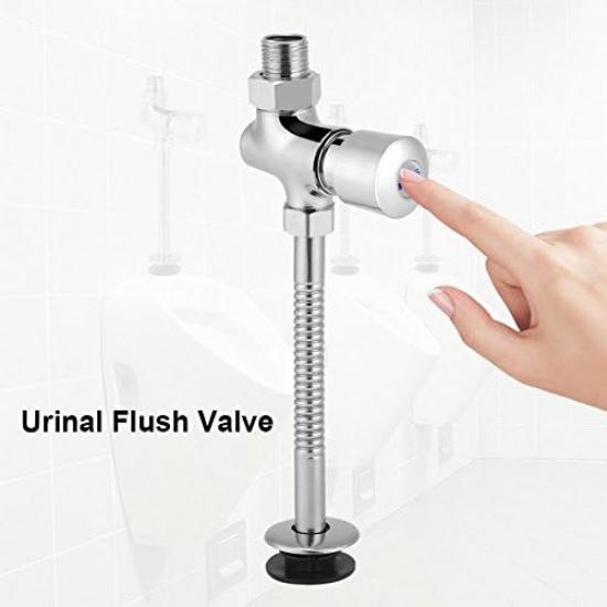 Urinal Flush Valve,Toilet Urinal Flush Valve Wall Mounted Button Type with 0.8Gpf Manual Automatic Shutoff Flush Valve (1)