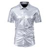 Camicia da Uomo Nightclub Disco Manica Corta Camicia Lucida Abito da Festa Danzante Camicie per Uomo Abbigliamento