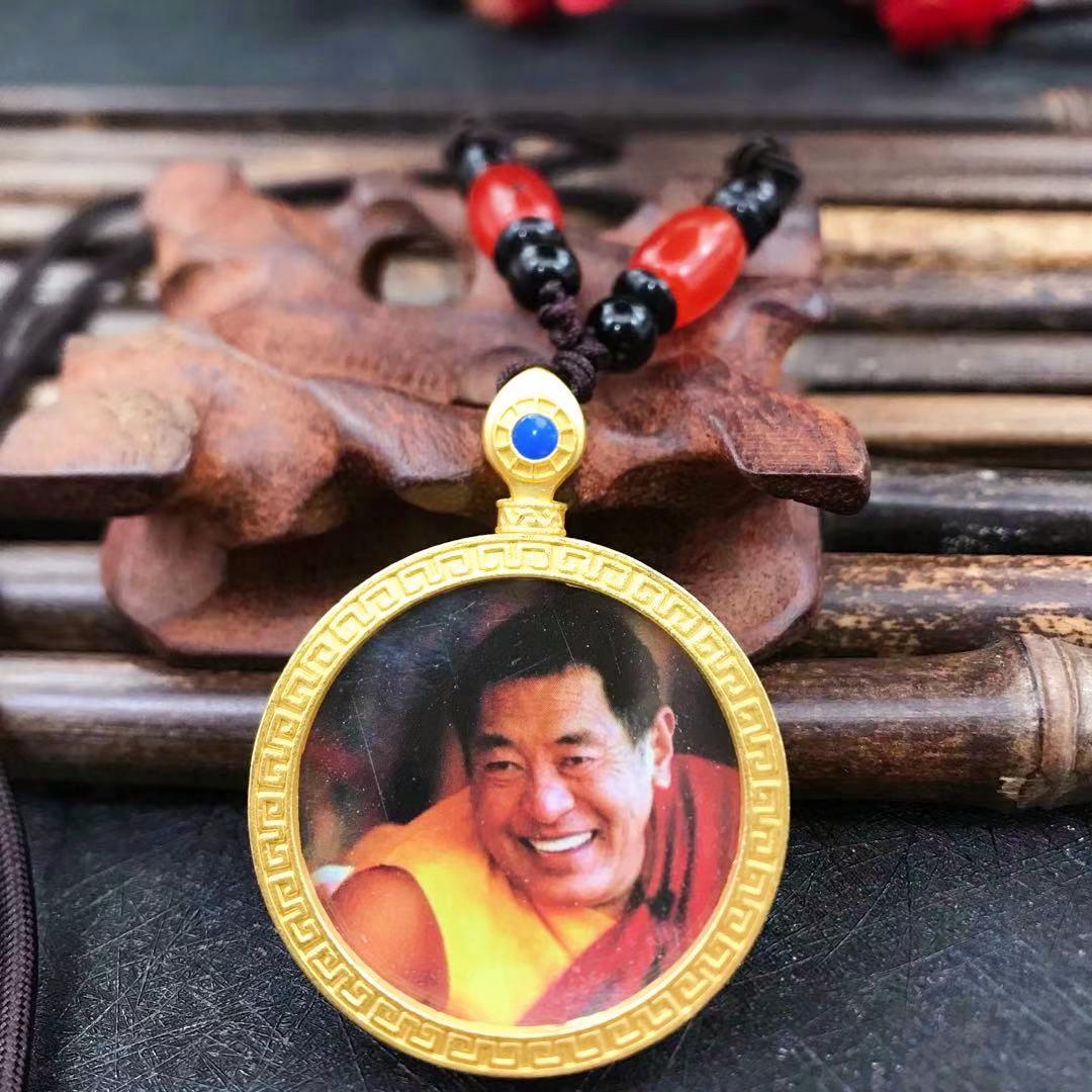 Tibetan Thangka Pendant Necklace: Amitabha Buddha & Zodiac Animals Sweater Chain