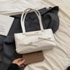 Women Simple Underarm Bag PU Leather Bowknot Handbag for Outdoor Travel (White)