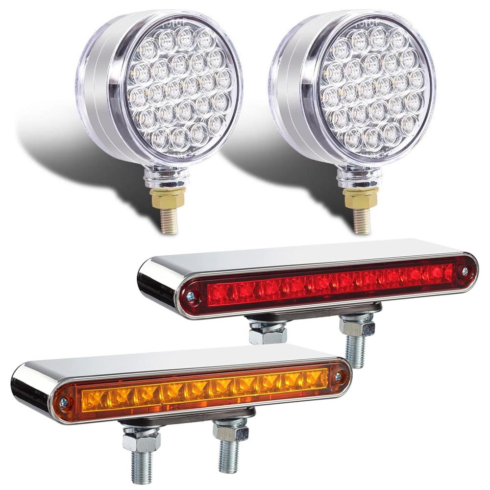 48LED Double Face Single Stud Mount Side Marker Reflective Sealed Light Marker Light Side Brake Light For Heavy-duty Trucks