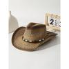 Western Cowboy Hat, Hollowed-out Straw Hat, Outdoor Seaside Vacation Ethnic Style, Versatile Turquoise Sun Protection Hat