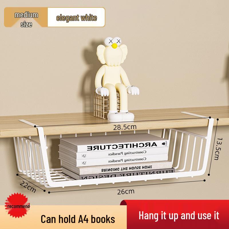 Under-Desk Hanging Basket: Space-Saving Shelf for Dorms and Wardrobes