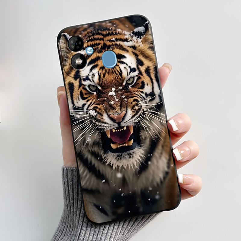 Phone Case For Itel A33 Plus Bumper Soft Silicone Jelly Black Case Aesthetic Popular Pattern Flower Lotus Shockproof Cover
