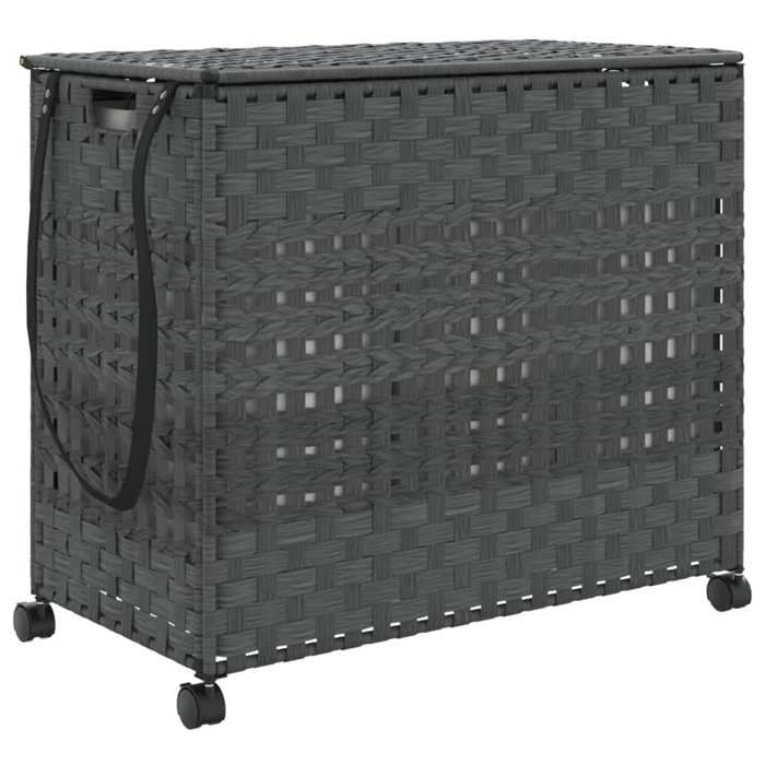 VidaXL Laundry Basket with Wheels Grey 66x35x60 Cm Woven Resin 372046