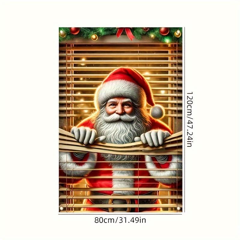 

2D Window Flag Cartoon Christmas Cover with Santa Claus Photography Backdrop Holiday Party Home Indoor Room Decoration Supplies 120x80CM