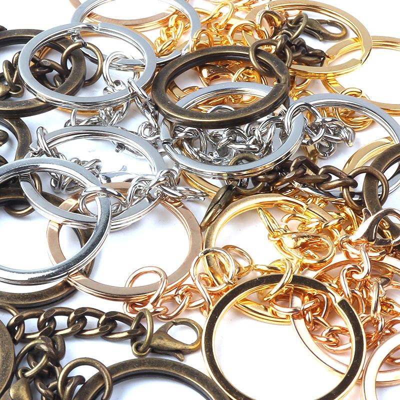 10pcs/lot Flat Key Chain Key Ring Keychain Long Round Split Keyrings Keychain For Jewelry Making Accessories Wholesale