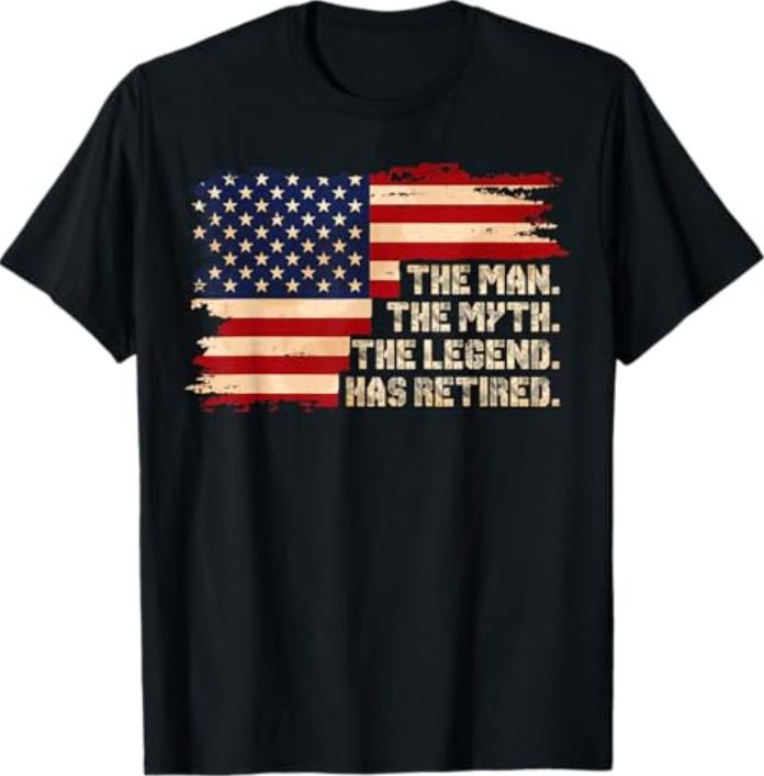 Retirement The Legend Has Retired American Flag T-Shirt S