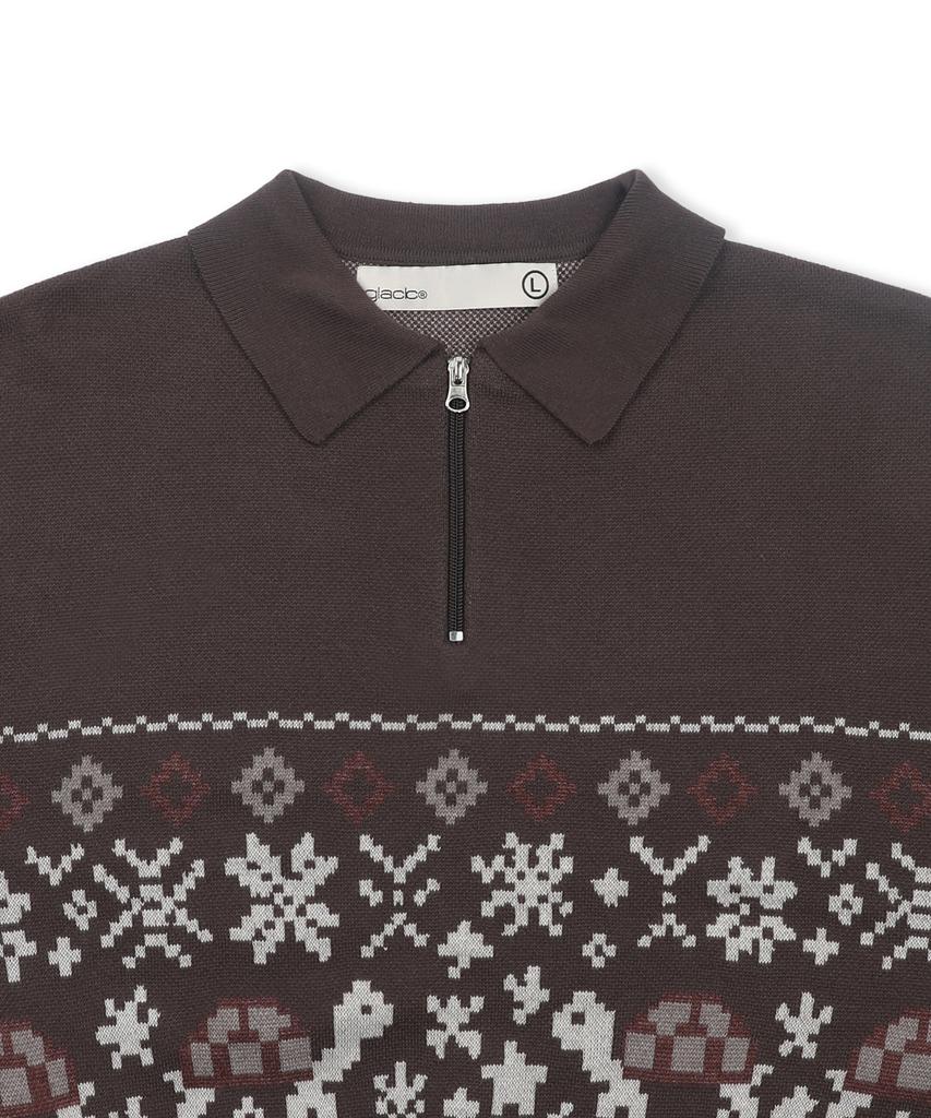 GLACK Gnt049 Turtles Fair Isle Nordic Knit (Brown)