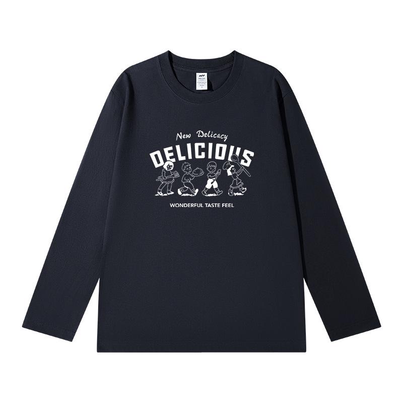 

Мужская футболка с длинным рукавом и круглым вырезом, плотность 230 г/м², из гребенного хлопка Синьцзяна, свободного кроя, осенняя вещь первой необходимости XL (130-150 lbs)