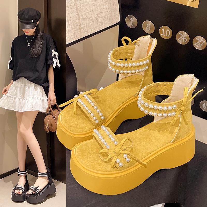 

Fashion Fashion Girl Shoe Soft Soles Casual Princess Shoe Versatile Exquisite Sandals Anti Slip Sweet Kid Shoes Pearl Daily Sandal 35 жёлтый