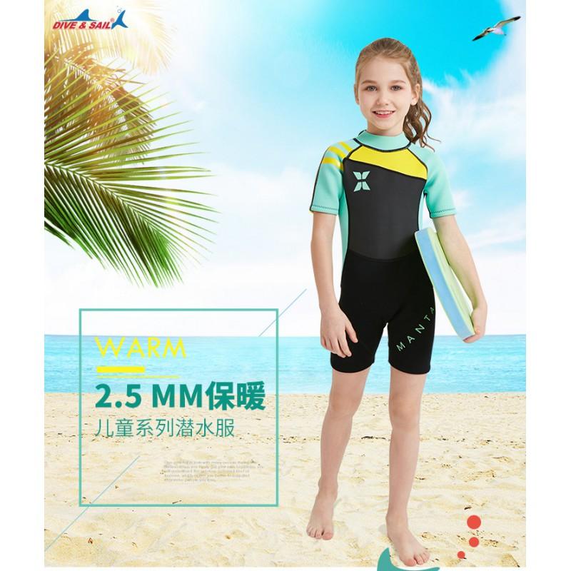 Traje de neopreno para niños de 2,5 mm, para snorkel, natación, surf, kayak, protección UV, traje completo cálido para niñas