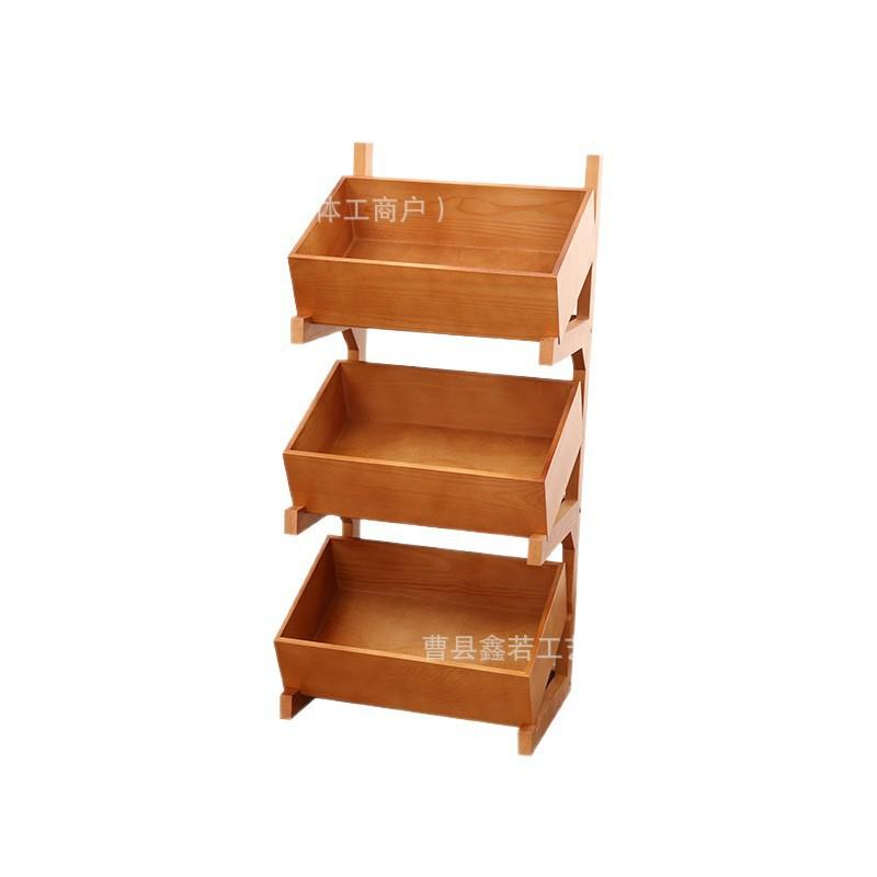 Wooden Storage Shelf Multi-Tier Organizer Living Room Kitchen Dining Area Natural Solid Wood Display Rack
