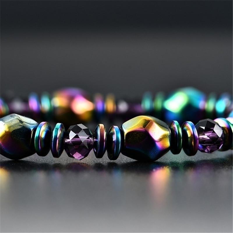 Colorful Handmade Woven Magnetic Hematite Gemstone Bracelet