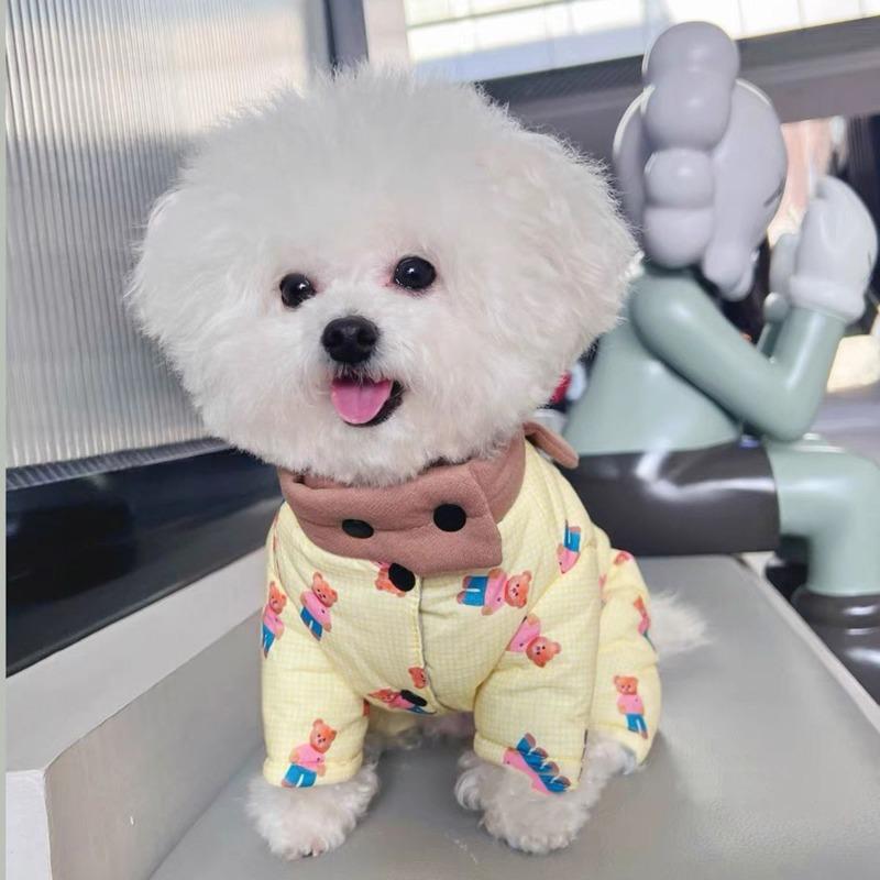 Puppy Warm Clothes Autumn Winter Pomeranian Schnauzer Sweater Four-legged Dog Small Ear Dog Clothes Velvet Dog Button-down Coat