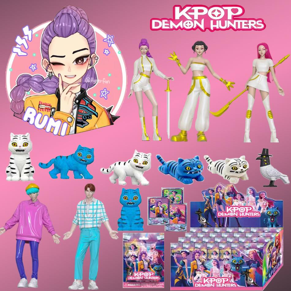 1-2pcs Kpop Demon Hunters Figure Cartoon Hunters Tiger Rumi/Mira/Zoey Action Figure PVC Desktop Decoration Model Doll Toy Gift