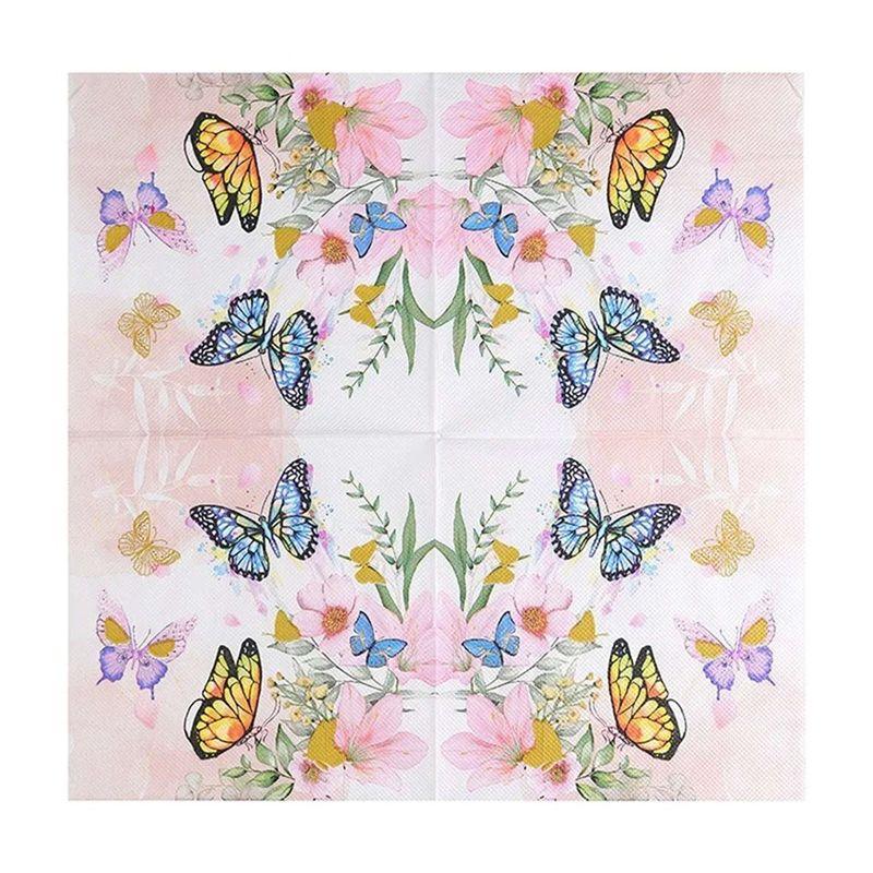 M-Modern-Flower Butterfly Printed Paper Disposable Table Dinner Napkin 20Pcs/Pack 33X33cm Tissues