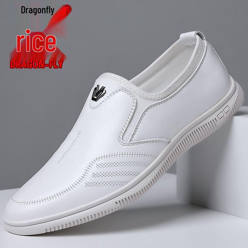 Qingting Genuine Leather Men's Slip-On Business Casual Shoes - Soft, Wear-Resistant Korean Style