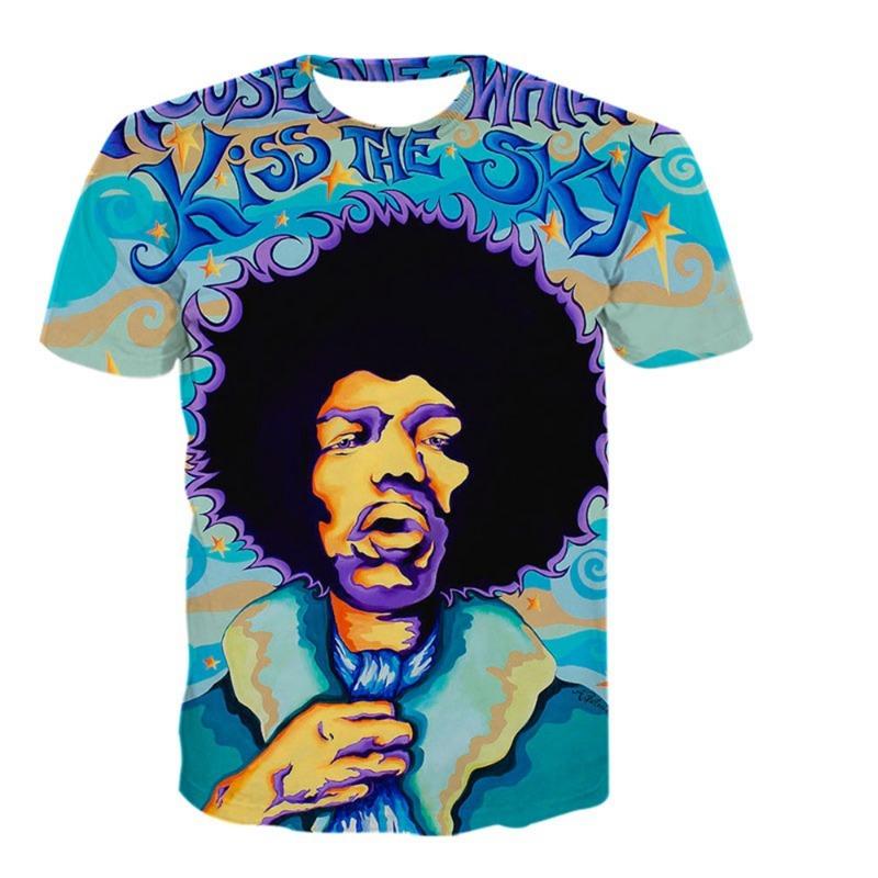 Trendy Rock Singer 3D Printed T-Shirt Adult Casual Punk T-Shirt King Electric Guitar