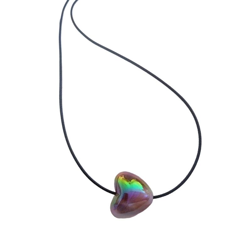 Sweet Heart Pendant Necklace Silver Heart Necklace Fashion Jewelry Women Y2K Gradient Heart Choker Fashion Decoration